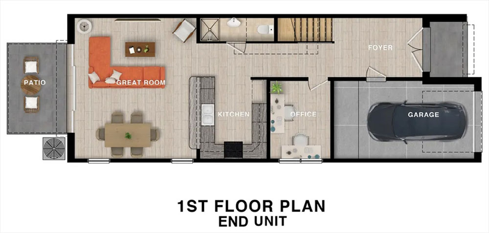 1st floor end unit